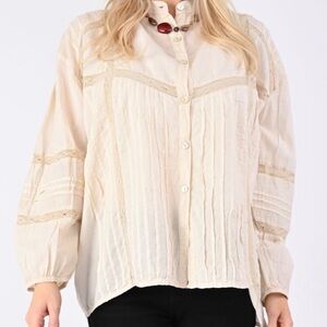 Cream Button-Up Women's Top
